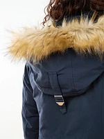 Vegan Down Parka with Removable Hood