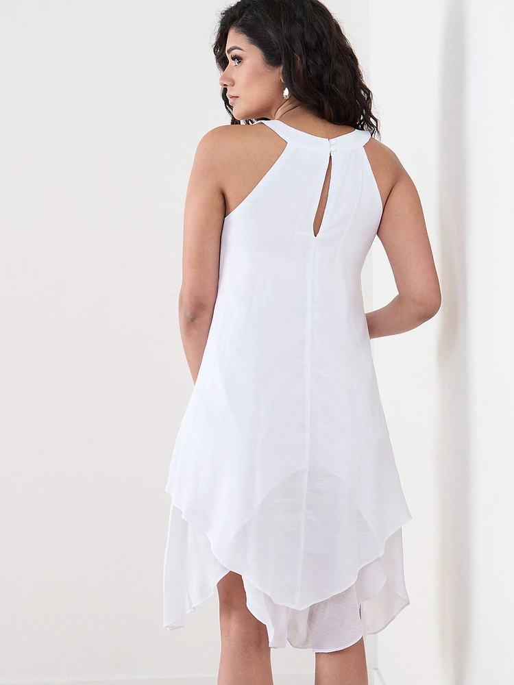 Petite Halter Neck Gauze Midi Dress