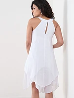 Petite Halter Neck Gauze Midi Dress