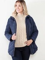 Petite Vegan Chevron Down Coat