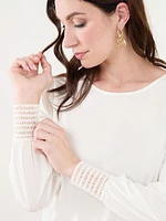 Long Sleeve Top with Decorative Cuff Detail