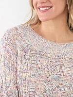 Speckle Cable Knit Pullover Sweater