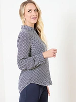 Relaxed Fit Button Front Crepe Blouse