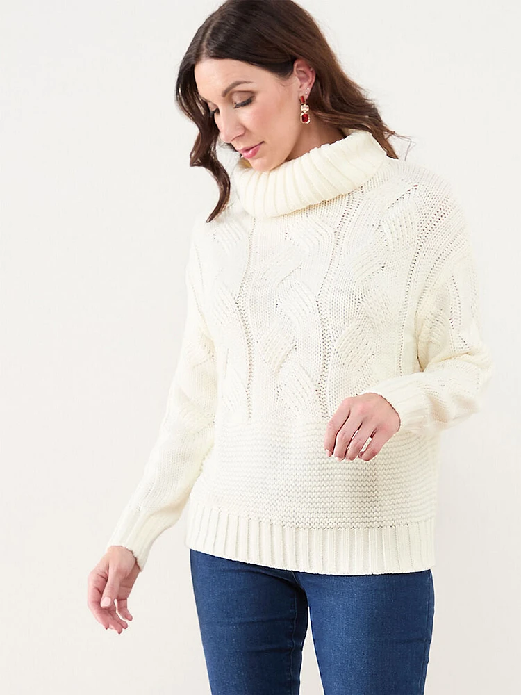 Cable Knit Turtleneck Pullover