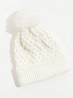 Cable Knit Toque with Pearls