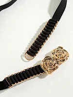 Gold Double Rose Stretch Belt