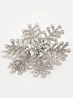 Silver Rhinestone Snowflake Pin