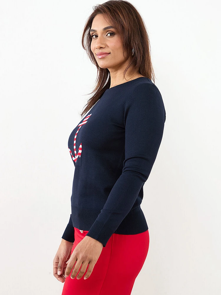 Petite Nautical Crew Neck Pullover