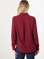 Relaxed Fit Button Front Crepe Blouse