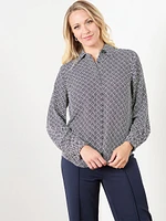 Relaxed Fit Button Front Crepe Blouse