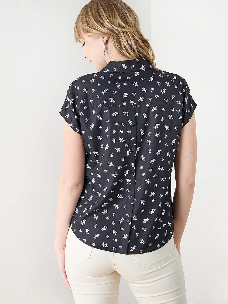 Short Sleeve Button Back Blouse