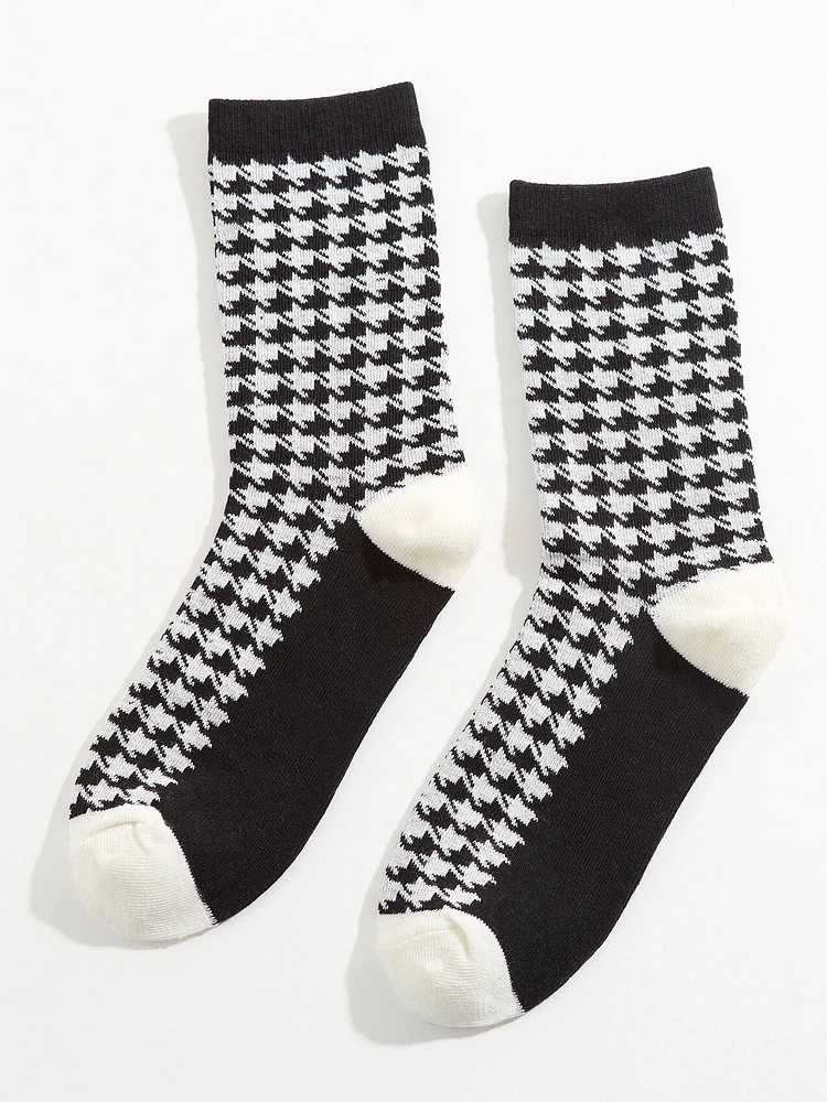 Houndstooth Crew Sock