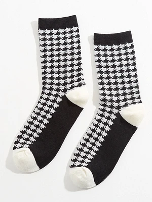 Houndstooth Crew Sock