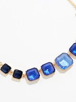 Square Glass Stone Short Necklace