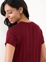 Petite Short Sleeve V-neck Sweater