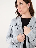 Long Windowpane Cardigan