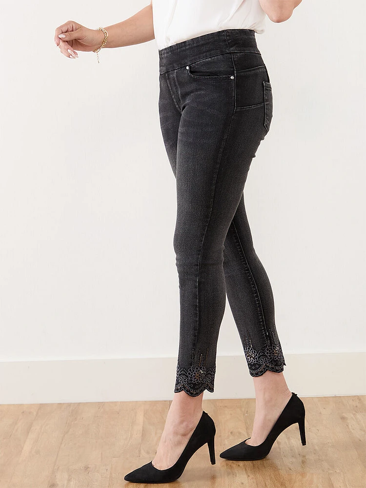 Blake Pull On Embroidered Ankle Jean