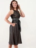 A-Line Leopard Dress with Wrap Belt