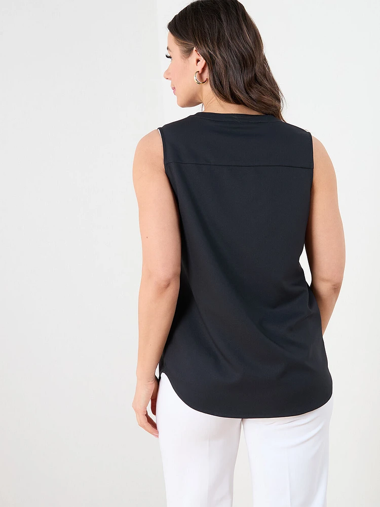 Sleeveless Split Neck Layer Top