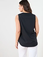 Sleeveless Split Neck Layer Top