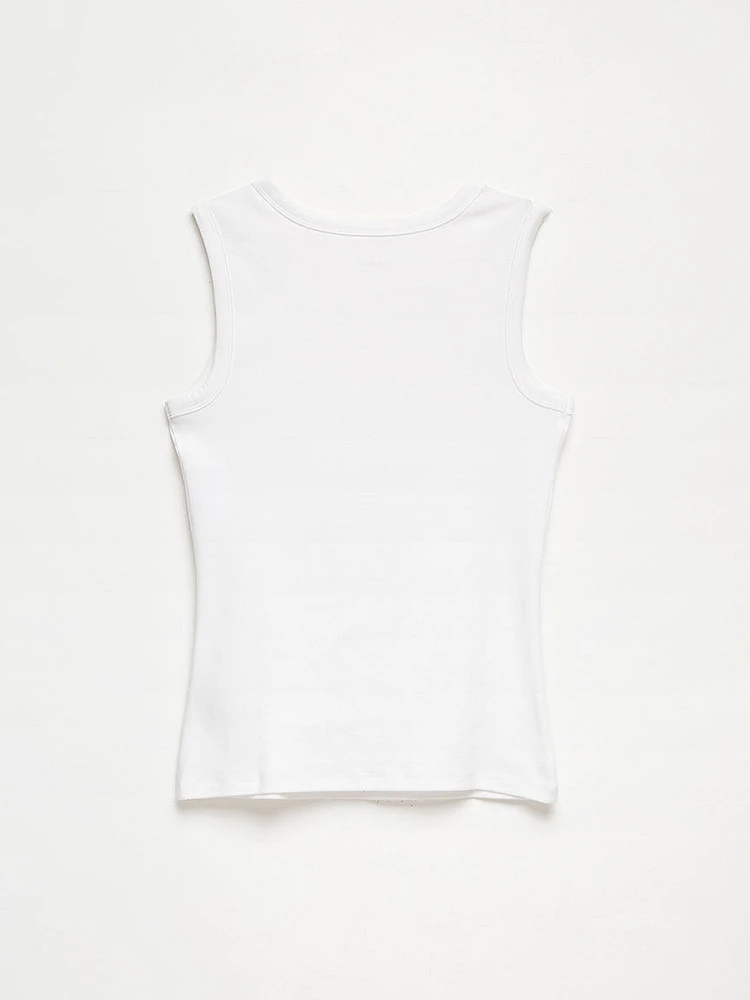Stretch Cotton Hi-Neck Tank