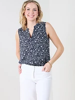 Sleeveless Split Neck Layer Top