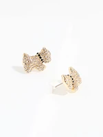 Gold Pavé Scottie Dog Earrings