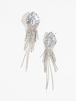 Silver Rhinestone Tassel Earrings