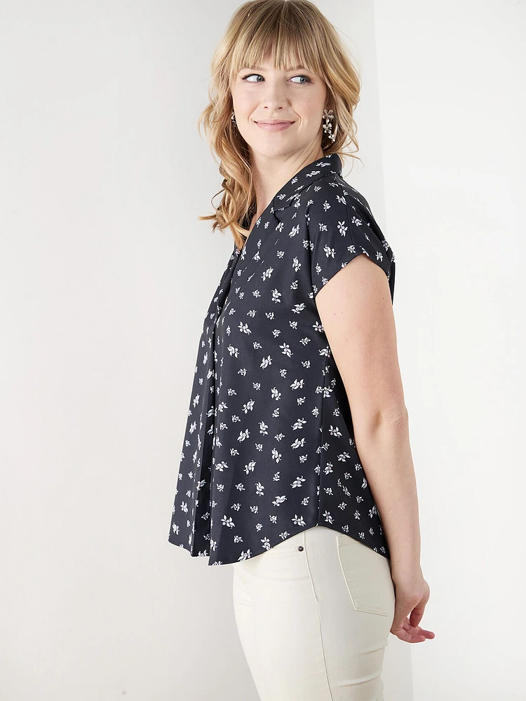 Short Sleeve Button Back Blouse