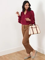 Petite Long Sleeve Peasant Blouse