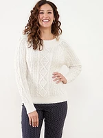 Speckle Cable Knit Pullover Sweater