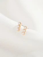 Gold, Pearl Studs & Small Hoop Earring Trio