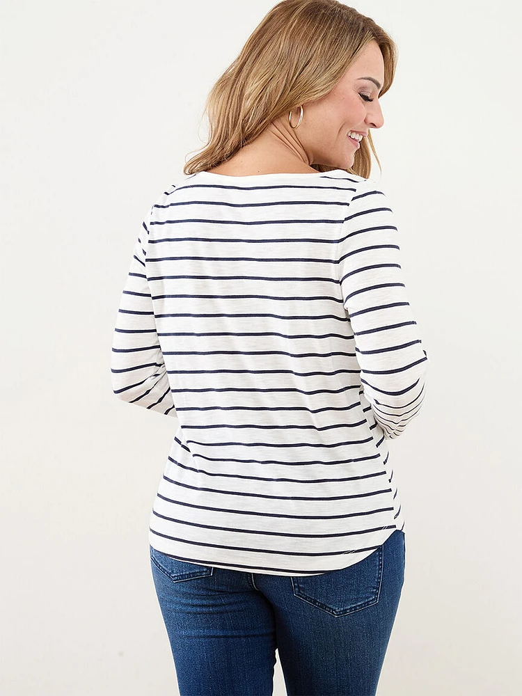 Petite Long Sleeve Boat Neck T-Shirt