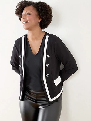 Scuba Crepe Black & Ivory Jacket