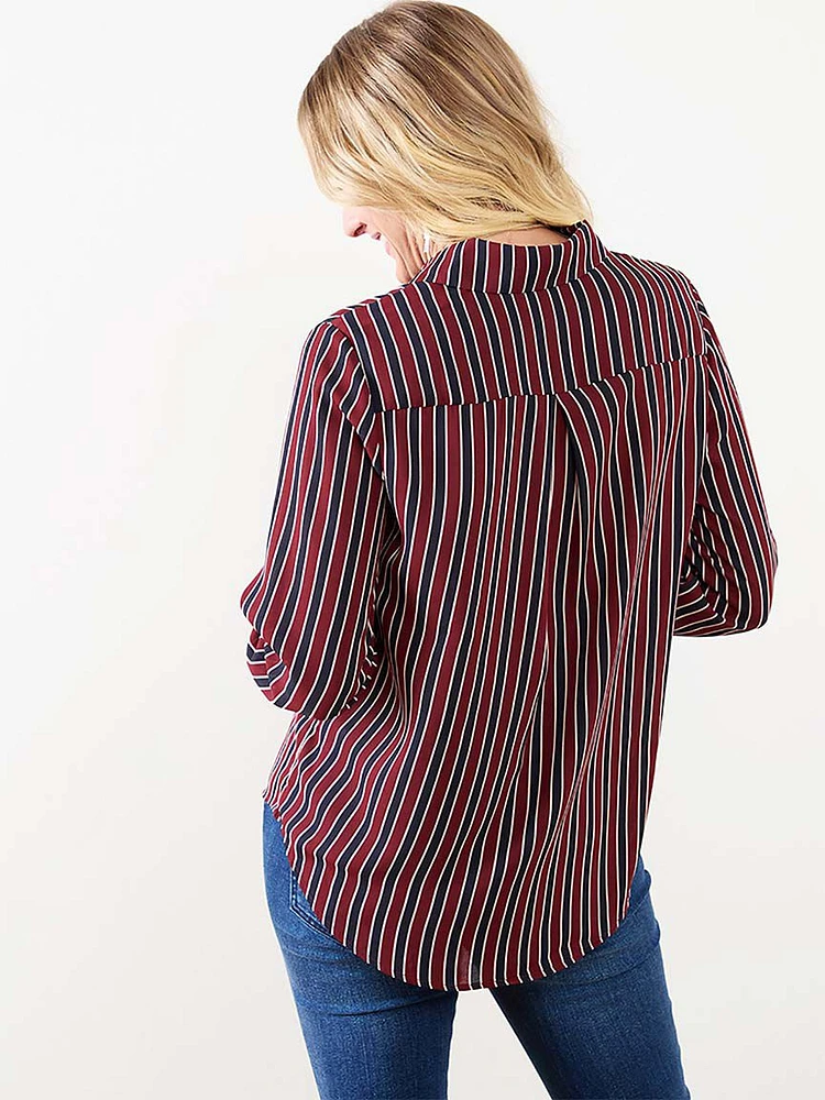 Relaxed Fit Button Front Crepe Blouse