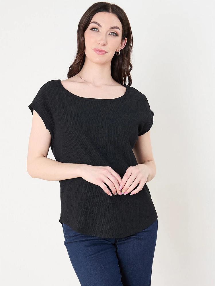 Short Sleeve Textured Top