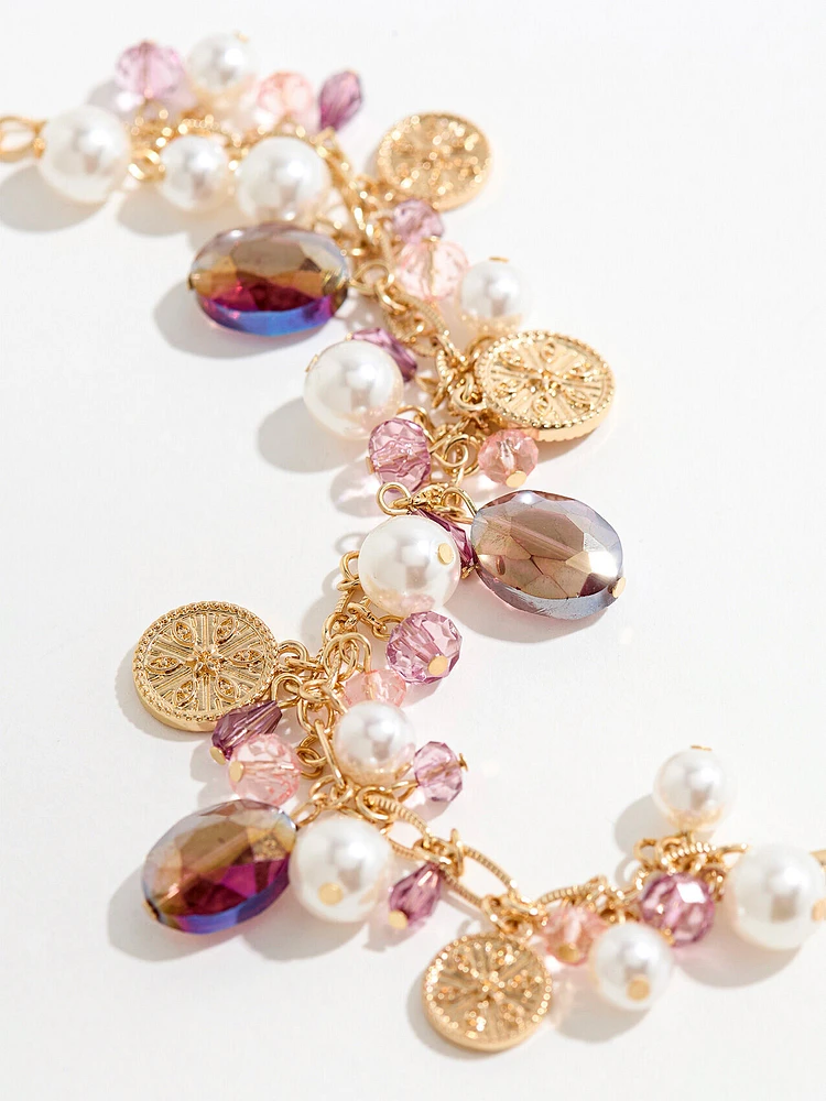 Gold and Pearl Charm Bracelet