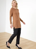 Petite Ottoman Stitch Boatneck-Tunic with Cuff Buttons