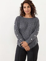 Petite Lightweight Knit Top with Button Detail