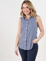 Petite Sleeveless Collared Blouse