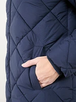 Petite Diamond Quilted Hooded Coat