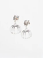 Silver Pumpkin Earrings with Cubic Zirconia