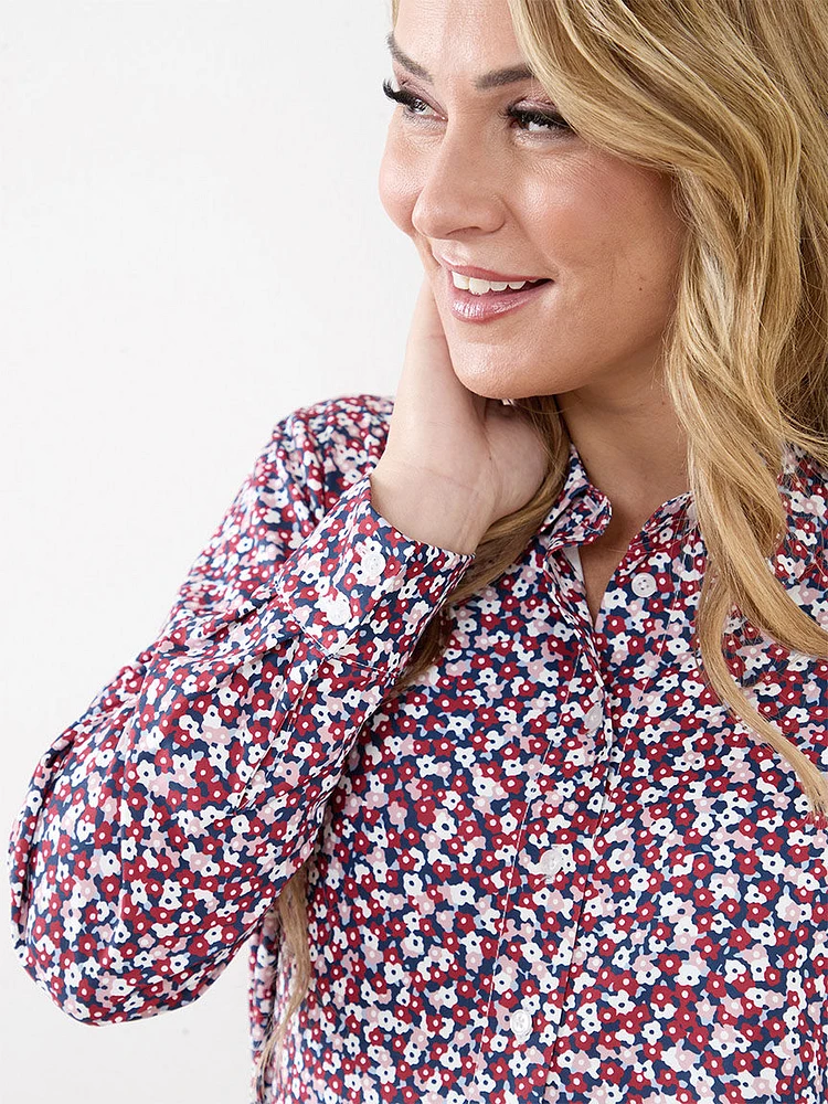 Petite Collared Button Front Shirt