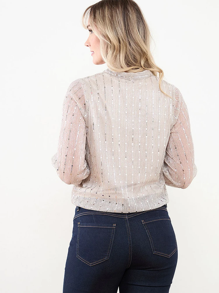 Petite Shimmer Crinkle Crossover Blouse