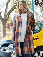 Evermore Plaid Wool-Blend Coat