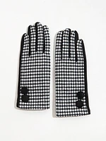 Houndstooth Button Gloves