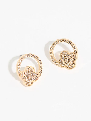 Gold Pave Clover Earring