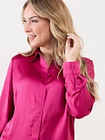 Petite Button Up Satin Blouse