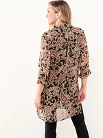 Button Front Tunic Blouse