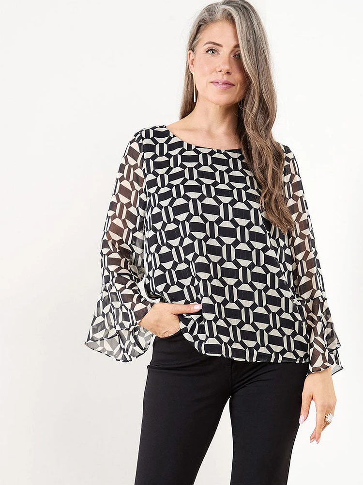 Bell Sleeve Chiffon Blouse